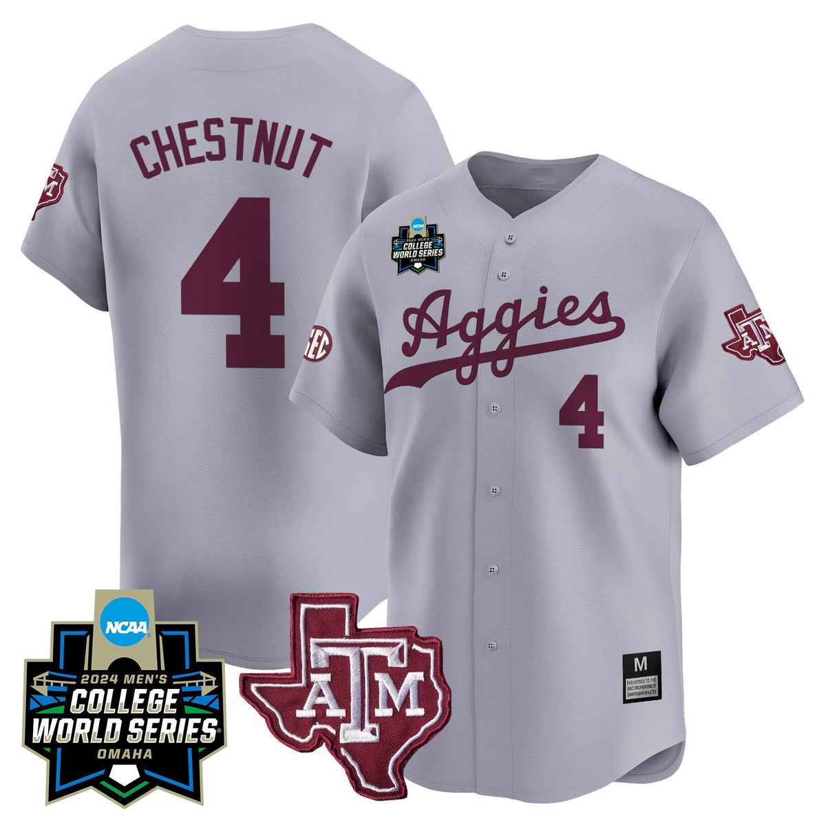 Men's Texas A&M Aggies 2024 College World Series Vapor Premier Limited Jersey - All Stitched - image 15