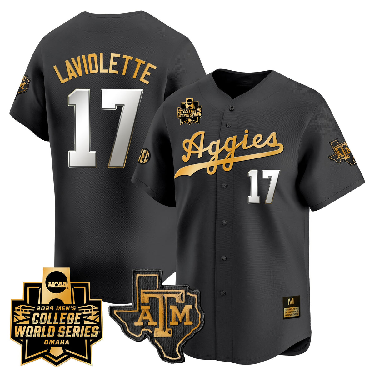 Men's Texas A&M Aggies 2024 College World Series Vapor Premier Limited Jersey - All Stitched - image 33