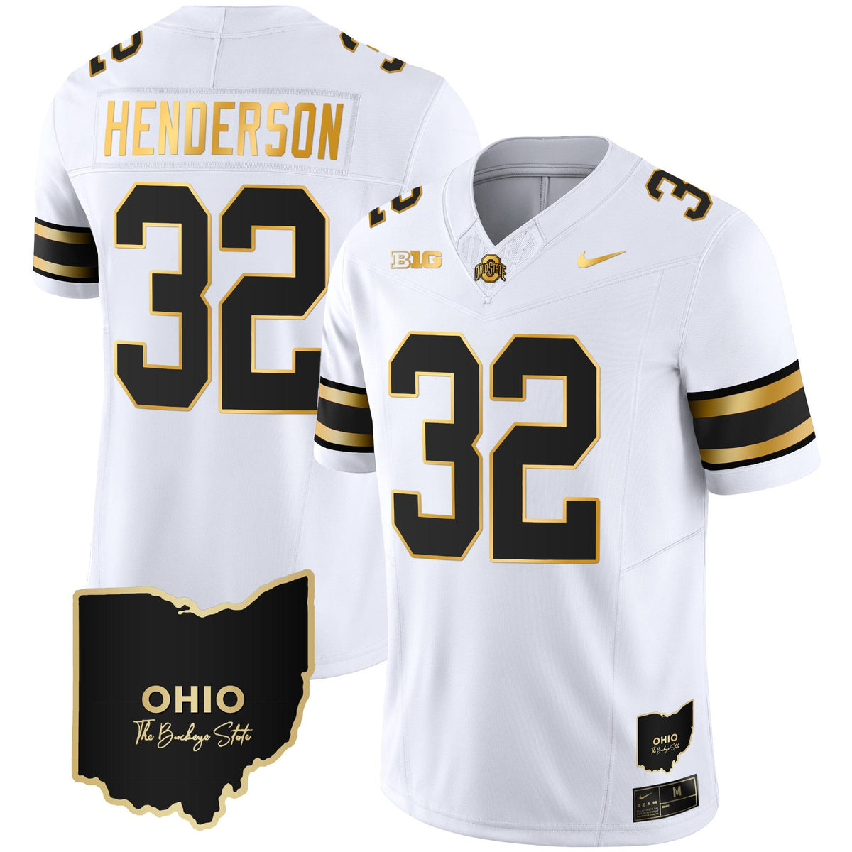 Men's Ohio State Buckeyes 2023 Vapor Limited Gold Jersey - Ohio Patch - All Stitched - image 24