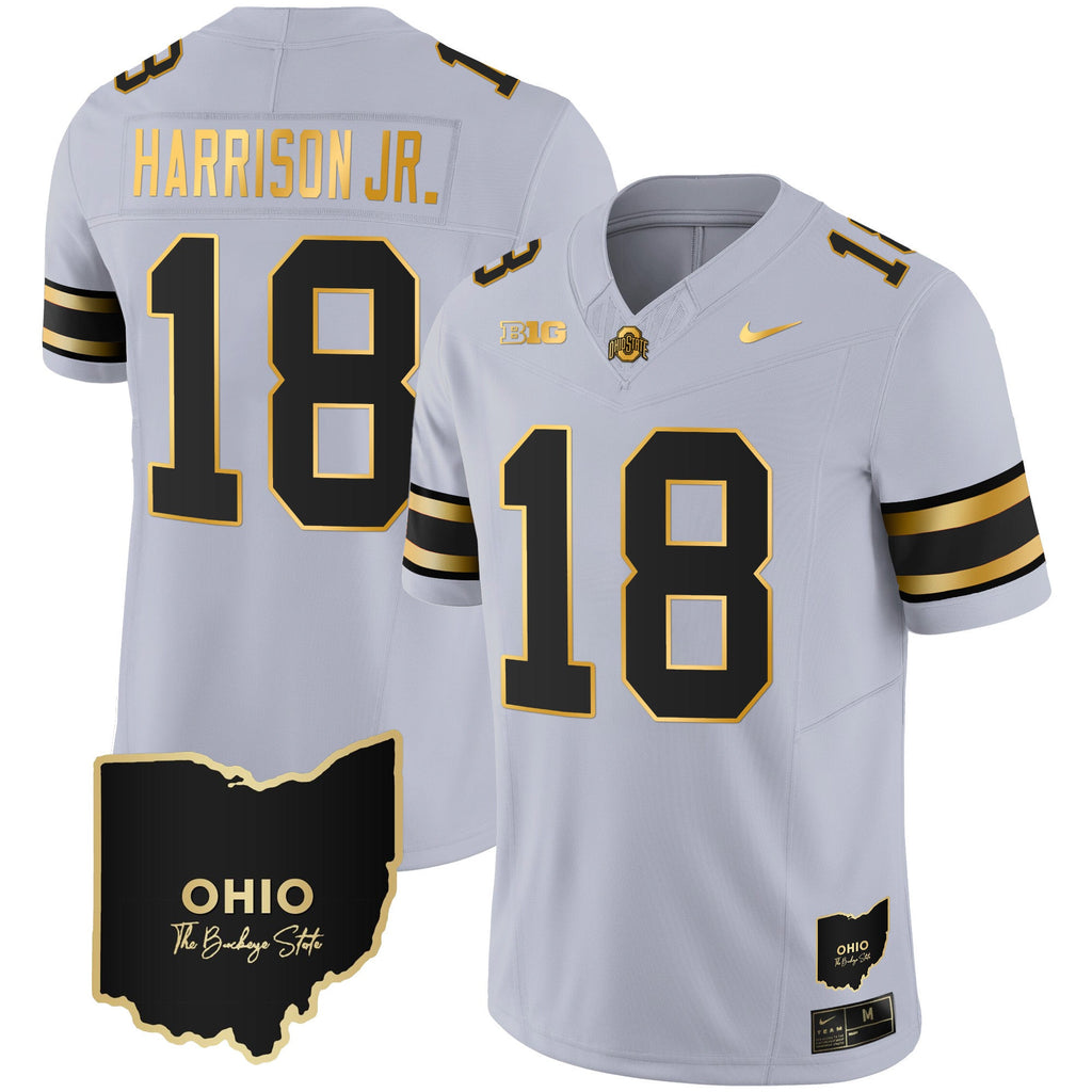 Men's Ohio State Buckeyes 2023 Vapor Limited Gold Jersey - Ohio Patch - All Stitched - image 29
