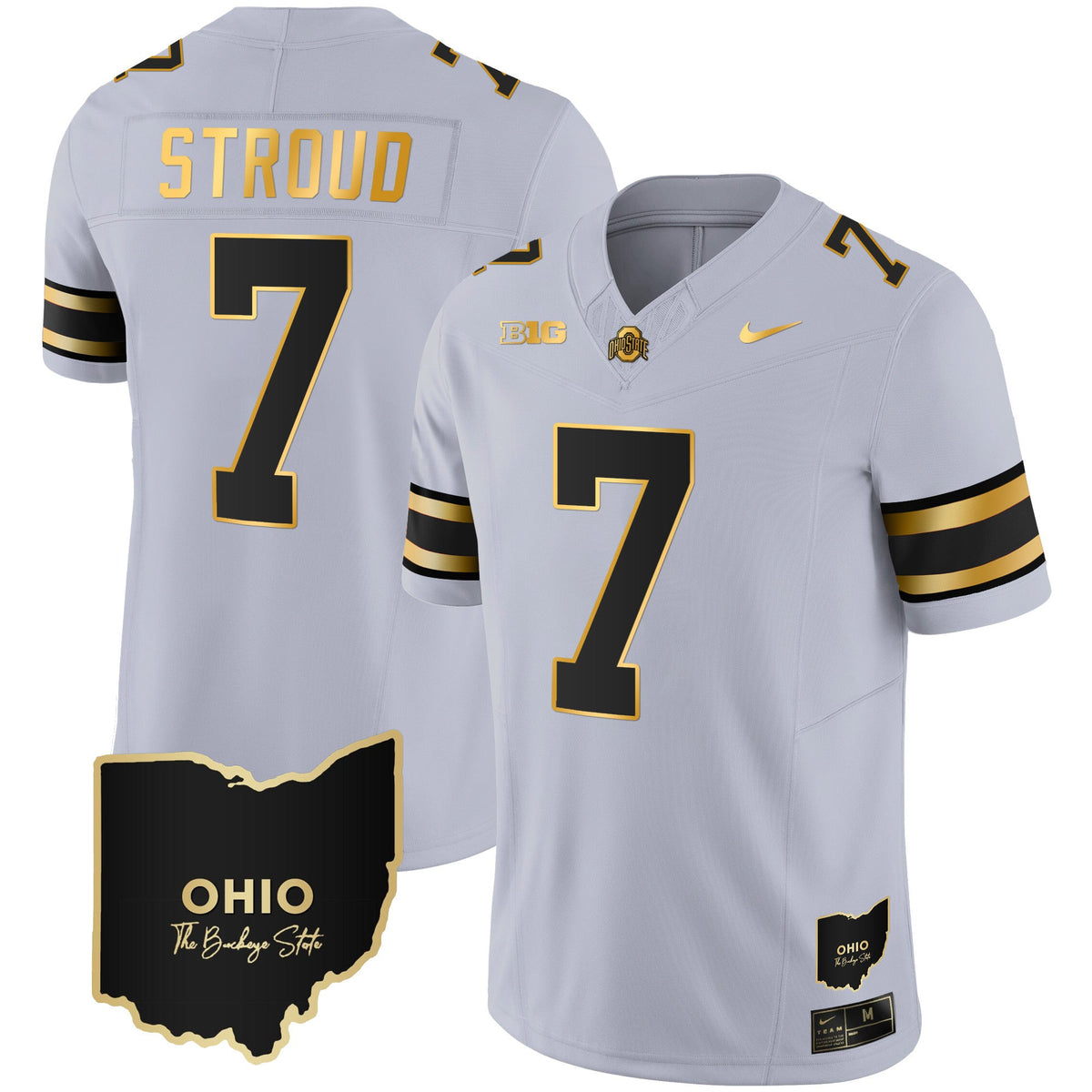 Men's Ohio State Buckeyes 2023 Vapor Limited Gold Jersey - Ohio Patch - All Stitched - image 30