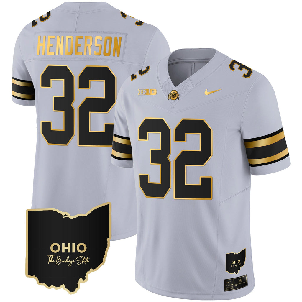 Men's Ohio State Buckeyes 2023 Vapor Limited Gold Jersey - Ohio Patch - All Stitched - image 31