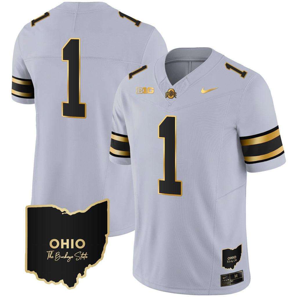 Men's Ohio State Buckeyes 2023 Vapor Limited Gold Jersey - Ohio Patch - All Stitched - image 35