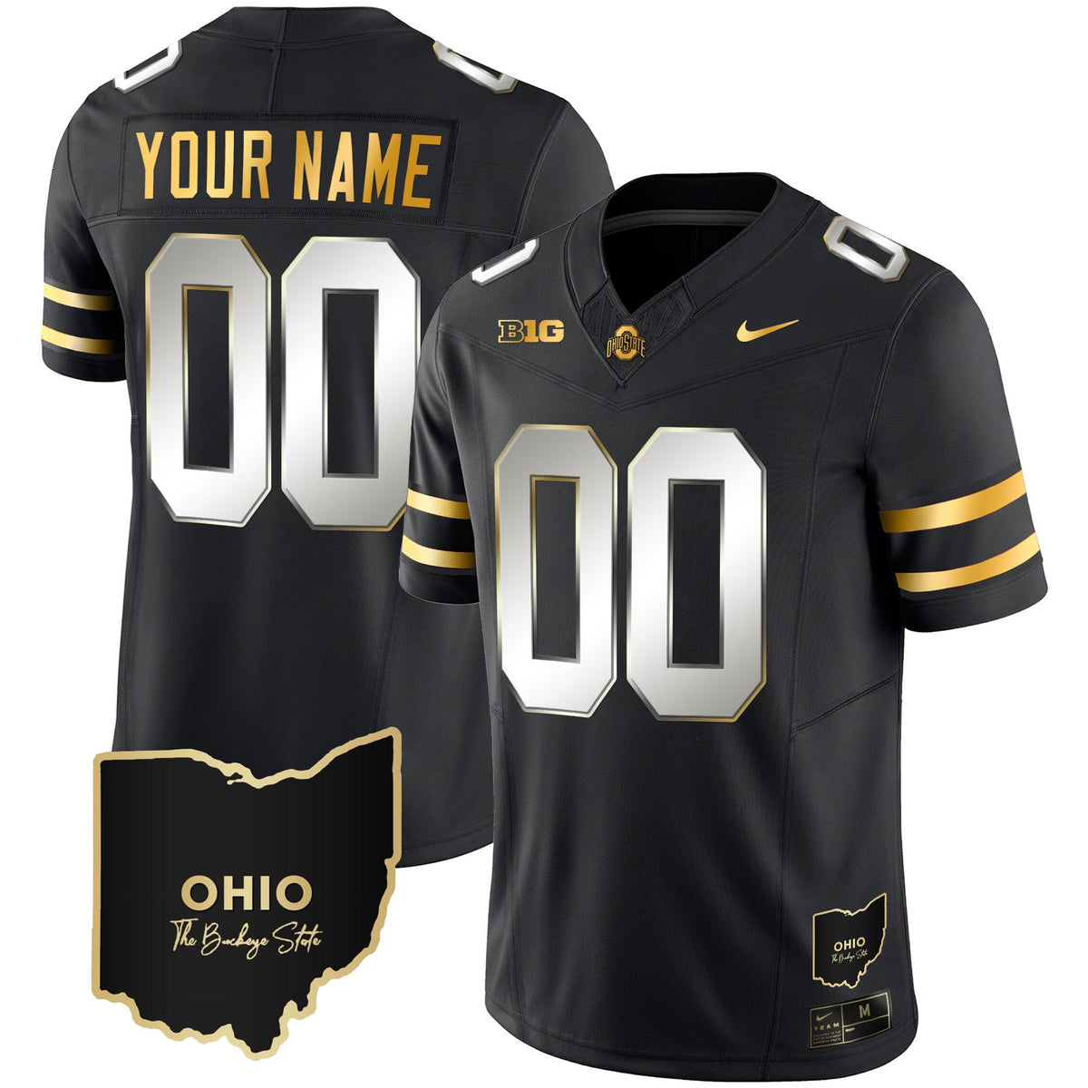 Ohio State Buckeyes 2023 Vapor Limited Gold Custom Jersey - Ohio Patch - All Stitched - image 2