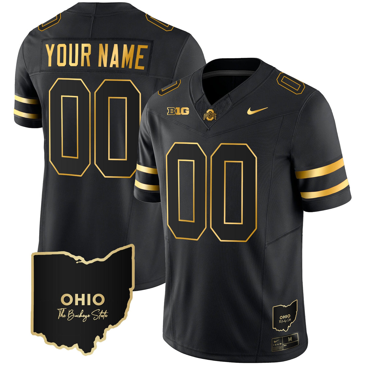 Ohio State Buckeyes 2023 Vapor Limited Gold Custom Jersey - Ohio Patch - All Stitched - image 3