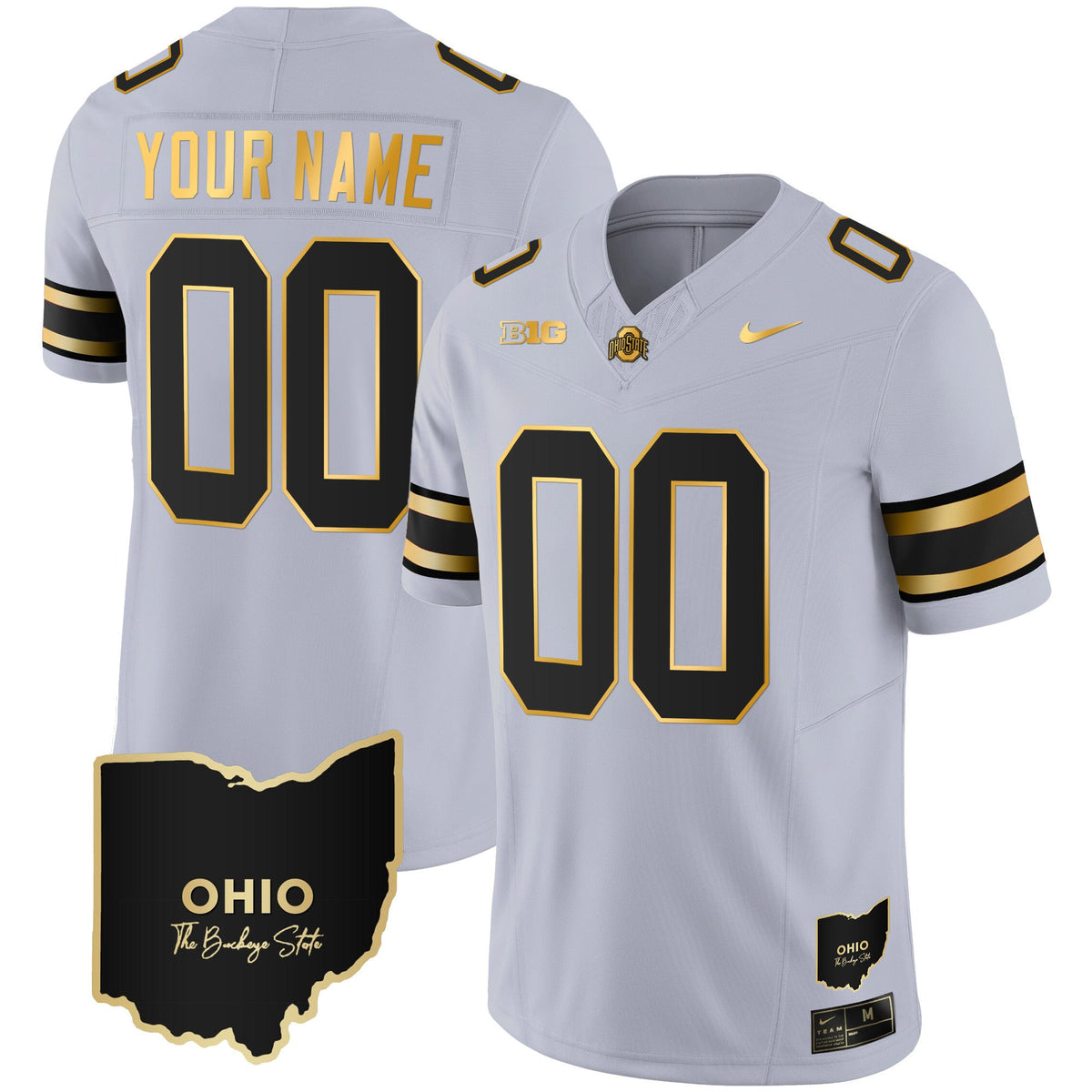 Ohio State Buckeyes 2023 Vapor Limited Gold Custom Jersey - Ohio Patch - All Stitched - image 5
