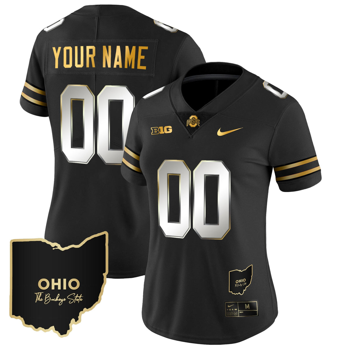 Ohio State Buckeyes 2023 Vapor Limited Gold Custom Jersey - Ohio Patch - All Stitched - image 7