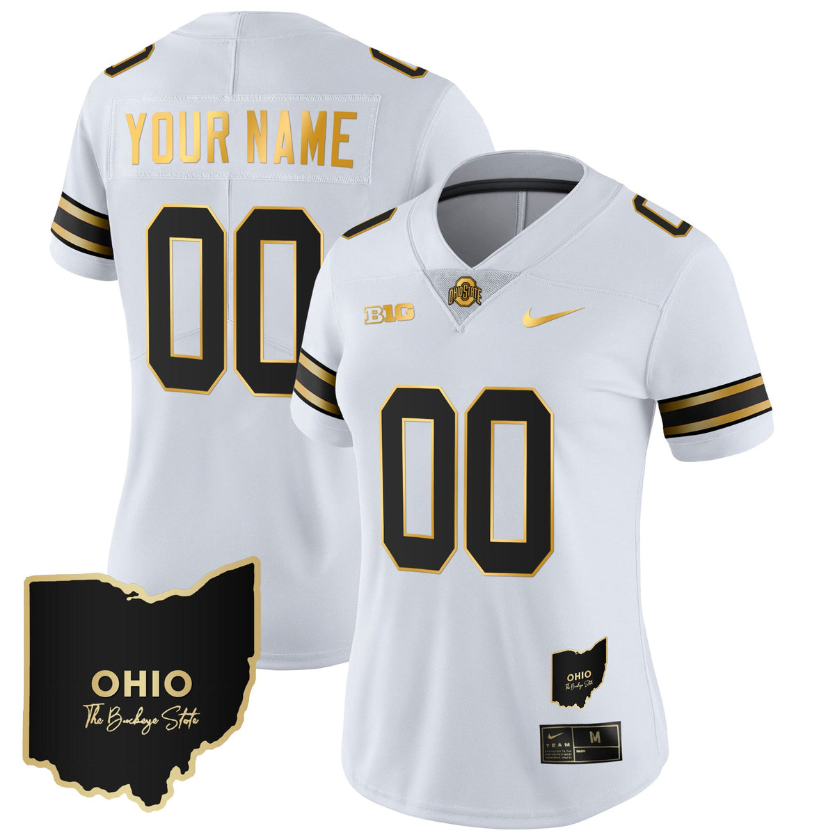 Ohio State Buckeyes 2023 Vapor Limited Gold Custom Jersey - Ohio Patch - All Stitched - image 9