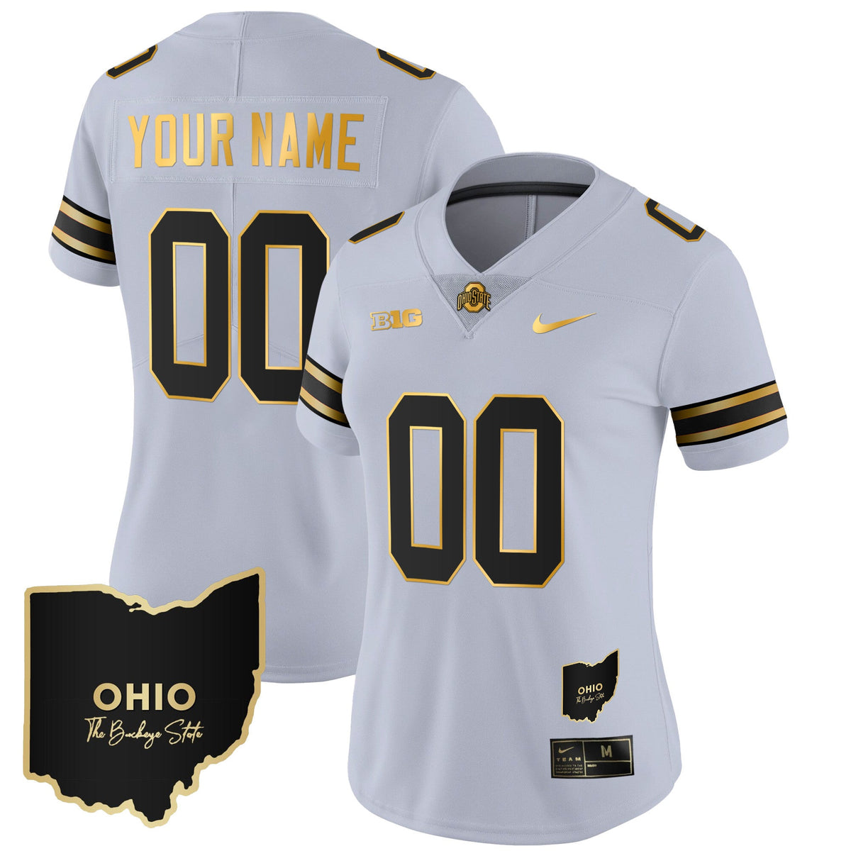 Ohio State Buckeyes 2023 Vapor Limited Gold Custom Jersey - Ohio Patch - All Stitched - image 10