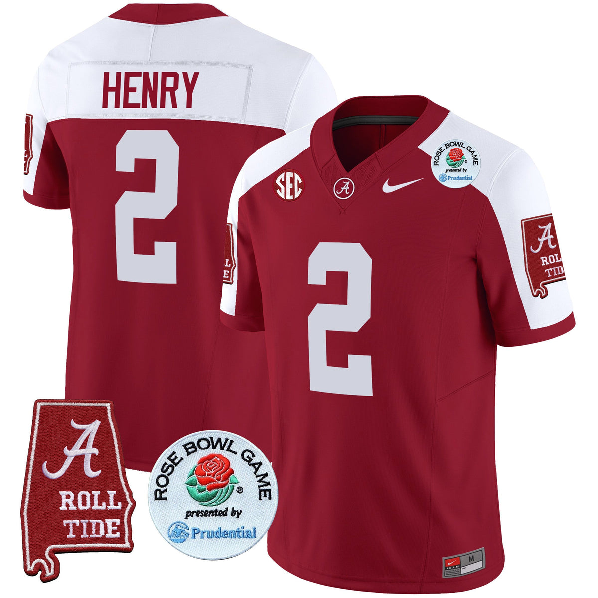 Men's Alabama Crimson Tide Rose Bowl Patch Vapor Limited Jersey - All Stitched - image 13