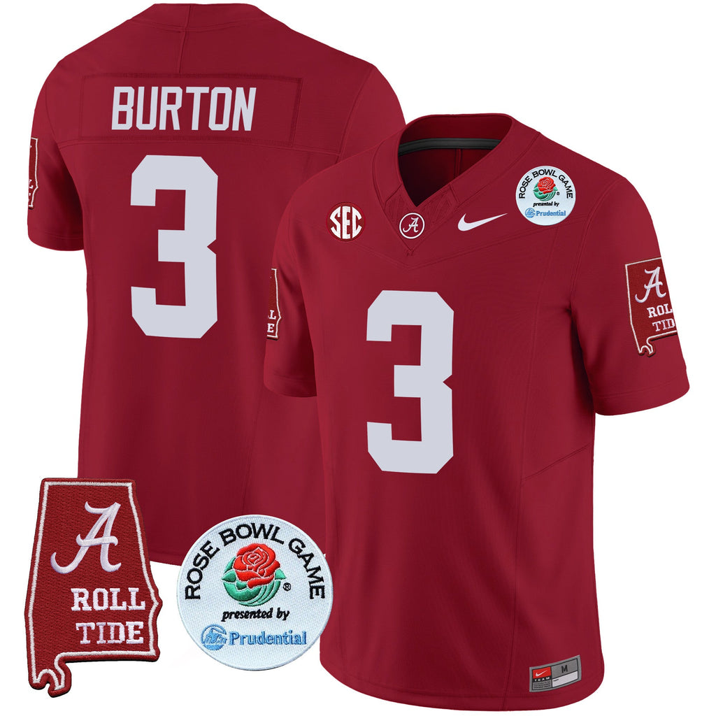 Men's Alabama Crimson Tide Rose Bowl Patch Vapor Limited Jersey - All Stitched - image 20