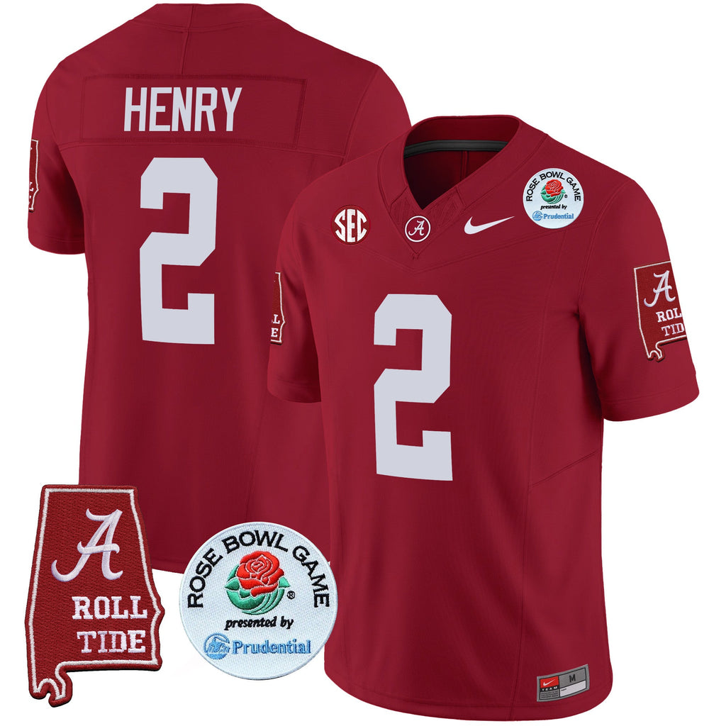 Men's Alabama Crimson Tide Rose Bowl Patch Vapor Limited Jersey - All Stitched - image 21