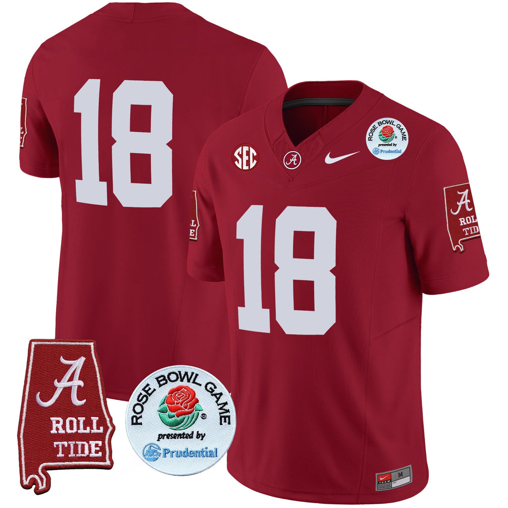 Men's Alabama Crimson Tide Rose Bowl Patch Vapor Limited Jersey - All Stitched - image 23
