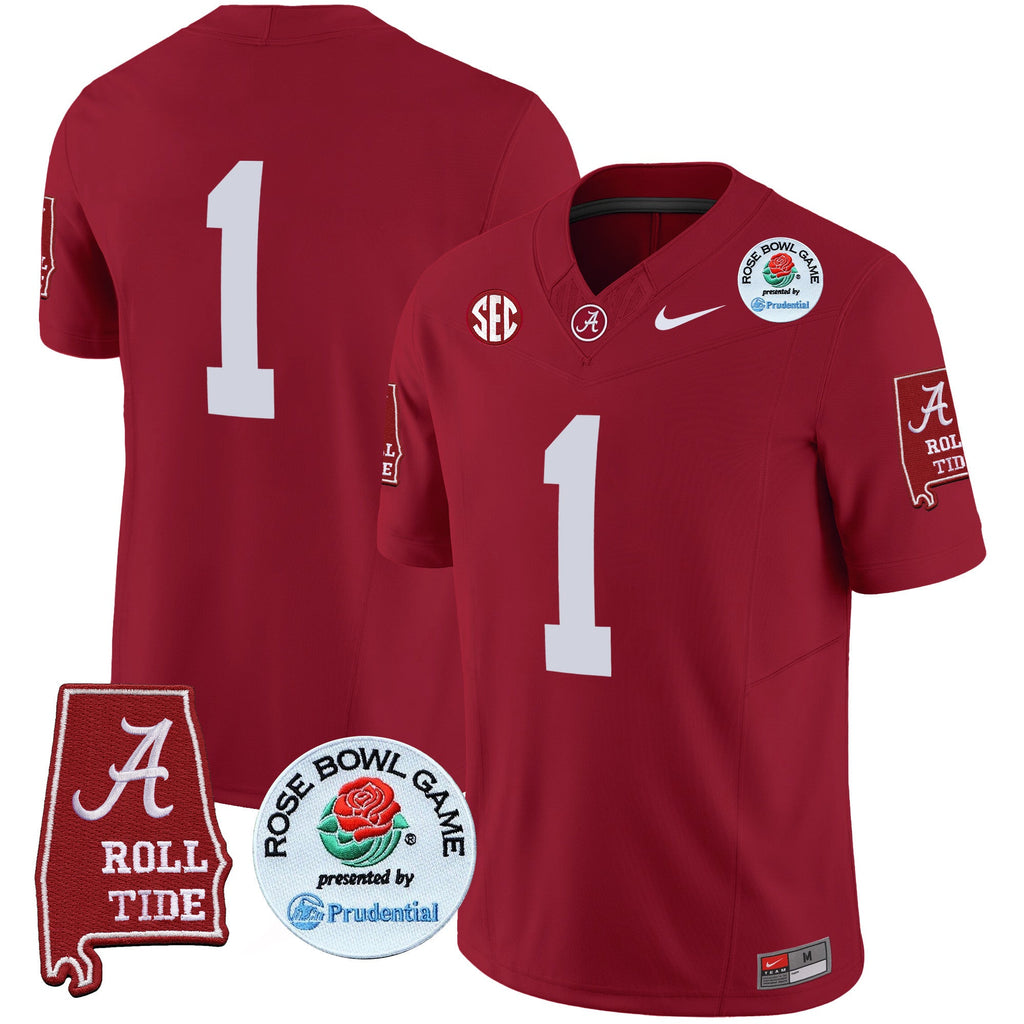Men's Alabama Crimson Tide Rose Bowl Patch Vapor Limited Jersey - All Stitched - image 24