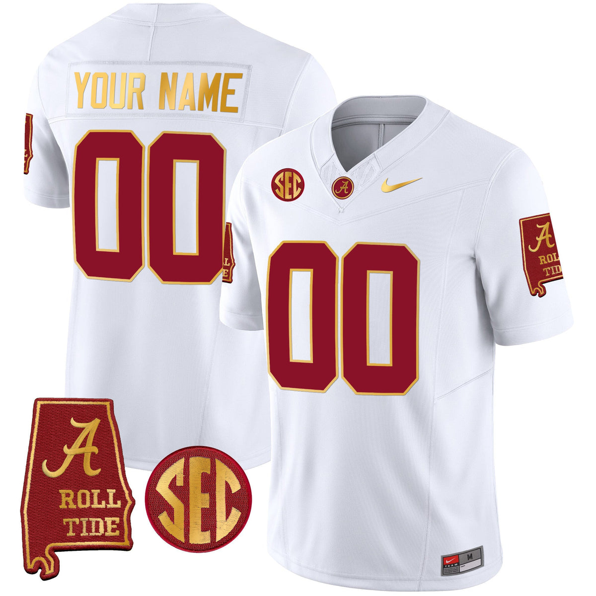 Alabama Crimson Tide Gold Trim Vapor Custom Jersey V2 - Alabama Map - All Stitched - image 4