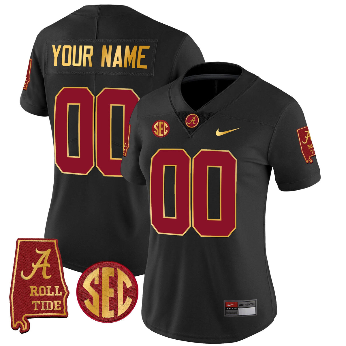 Alabama Crimson Tide Gold Trim Vapor Custom Jersey V2 - Alabama Map - All Stitched - image 10