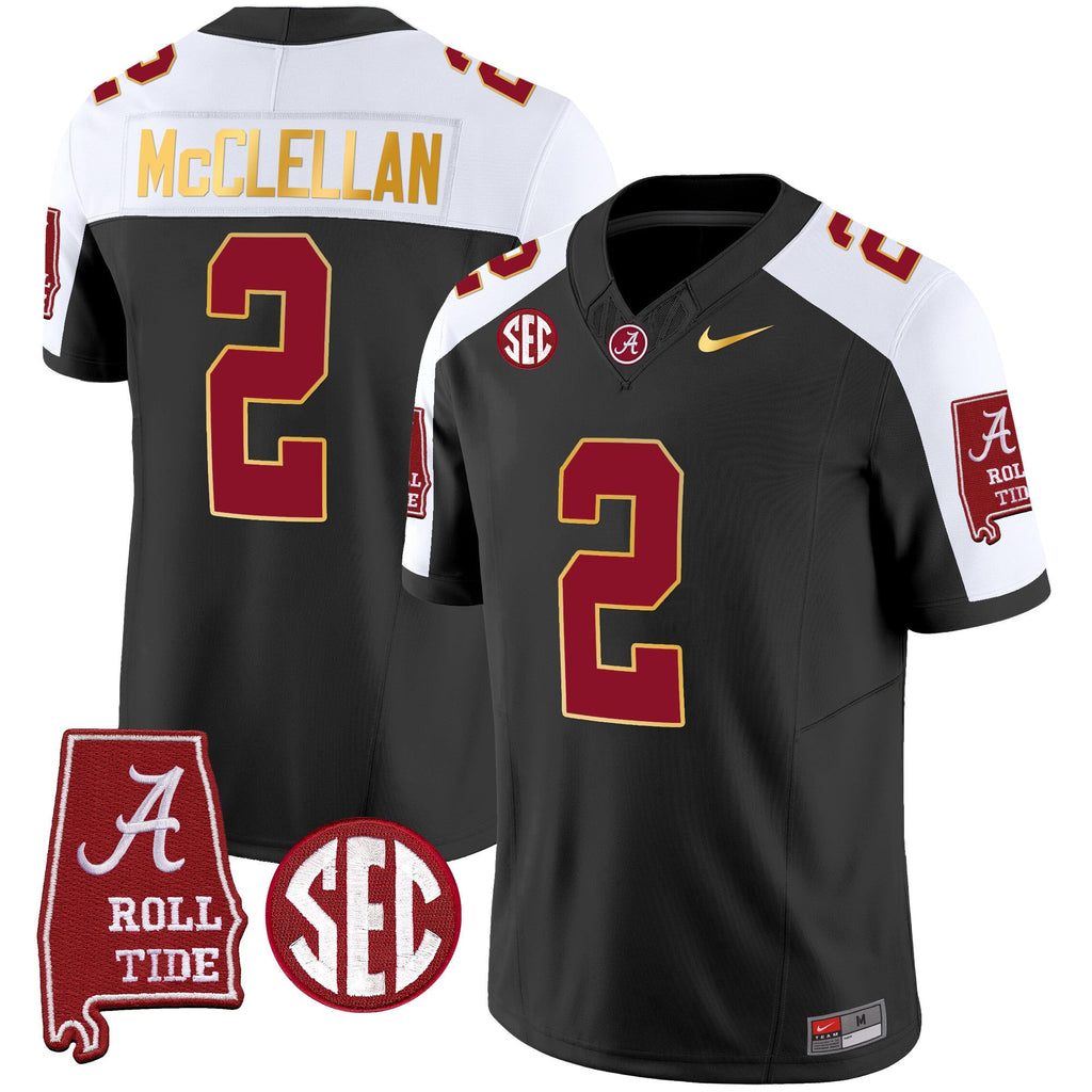 Men's Alabama Crimson Tide Gold Trim Vapor Jersey - Alabama Map - All Stitched - image 2