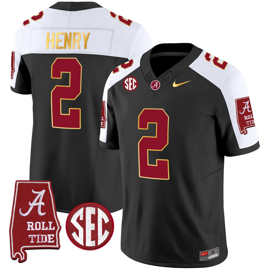 Men's Alabama Crimson Tide Gold Trim Vapor Jersey - Alabama Map - All Stitched - image 4