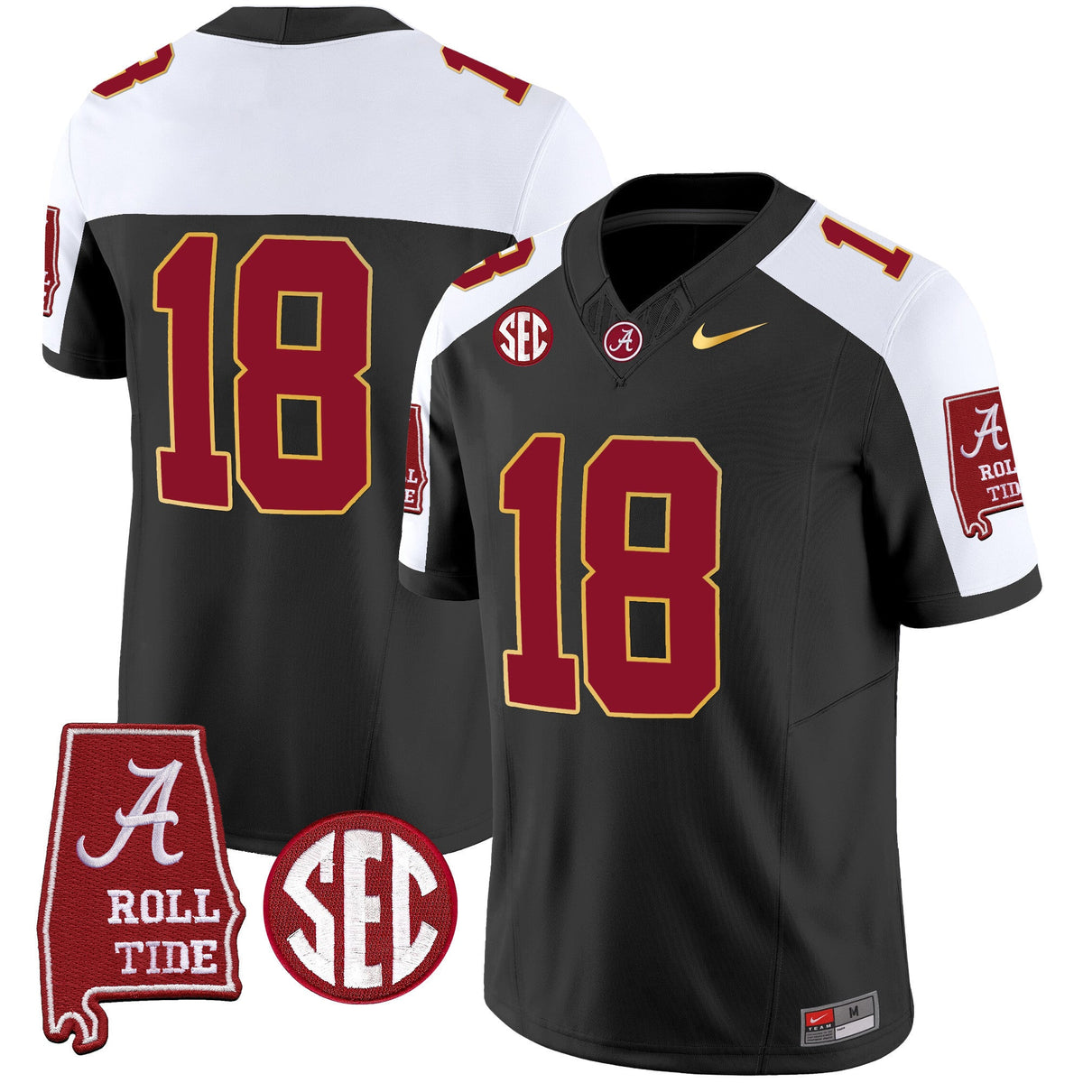 Men's Alabama Crimson Tide Gold Trim Vapor Jersey - Alabama Map - All Stitched - image 6