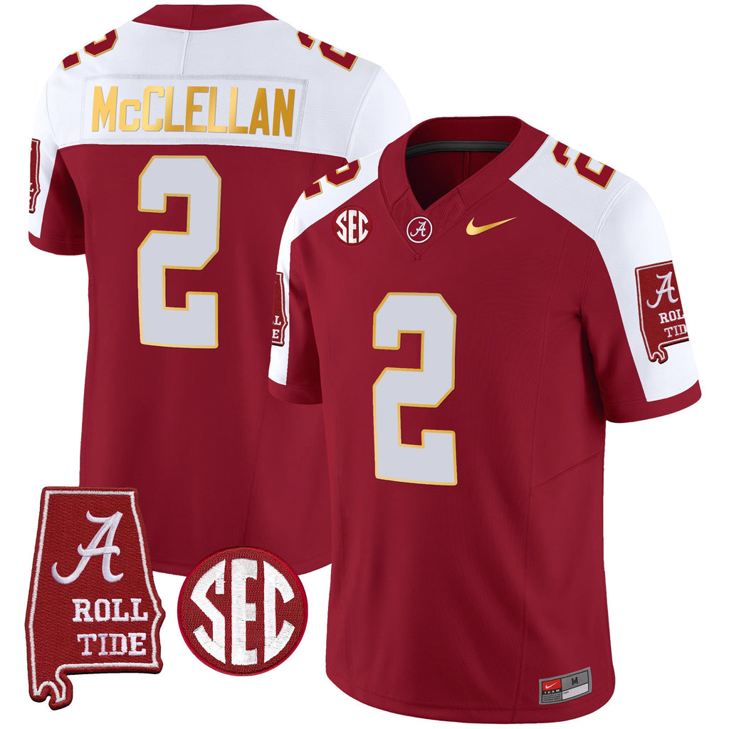 Men's Alabama Crimson Tide Gold Trim Vapor Jersey - Alabama Map - All Stitched - image 9