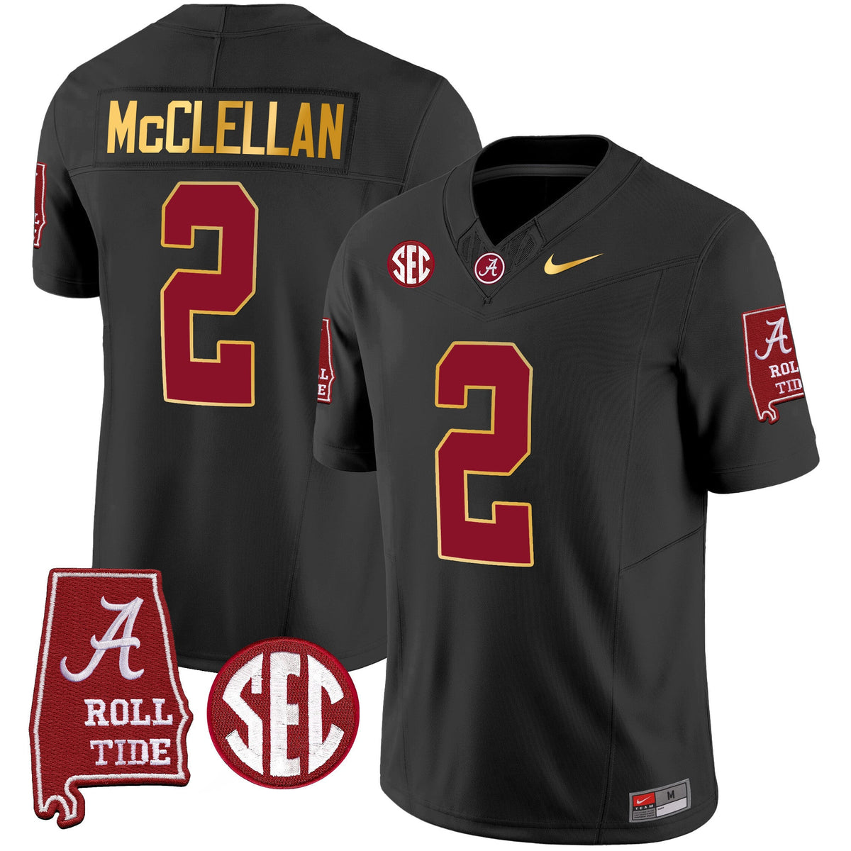 Men's Alabama Crimson Tide Gold Trim Vapor Jersey - Alabama Map - All Stitched - image 23