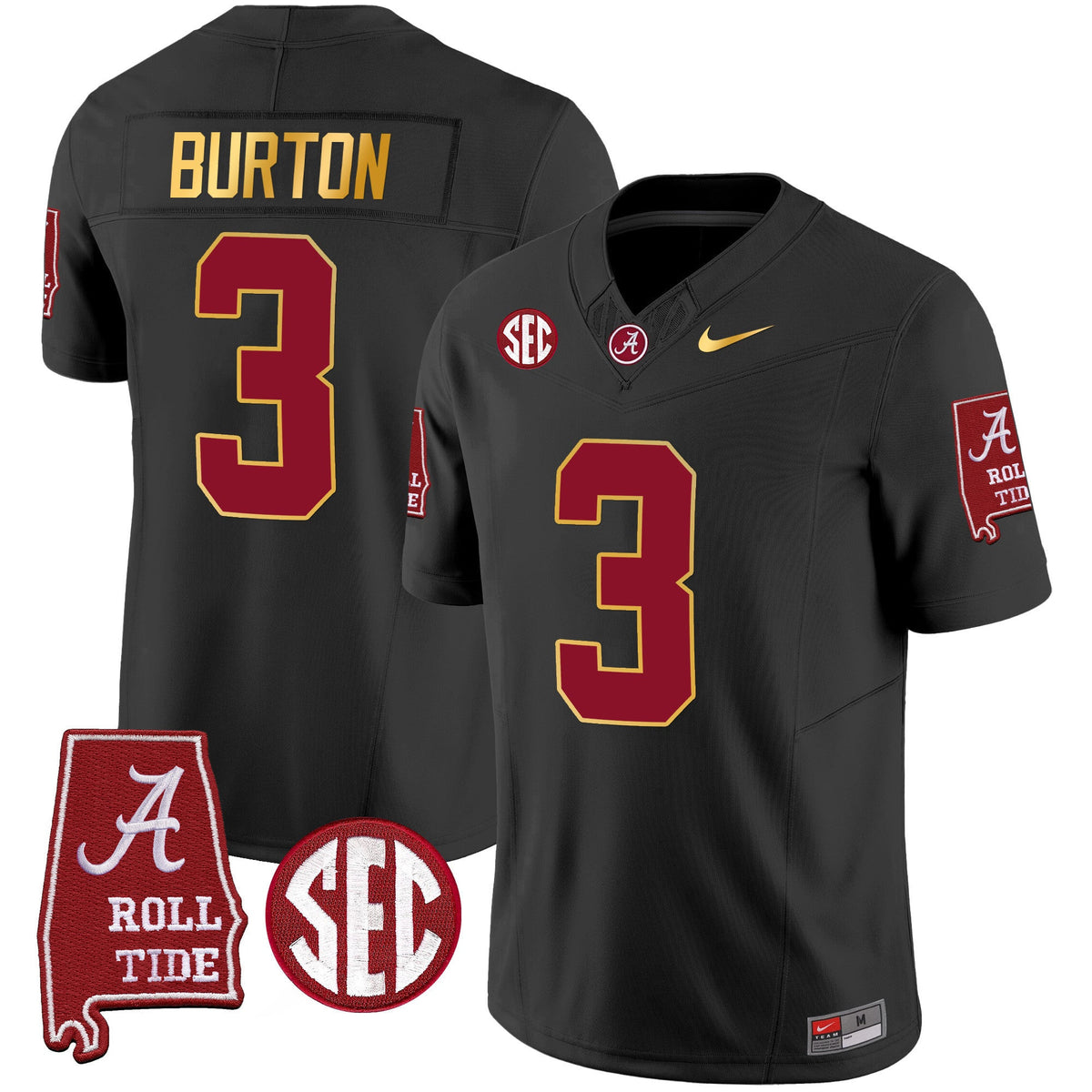 Men's Alabama Crimson Tide Gold Trim Vapor Jersey - Alabama Map - All Stitched - image 24
