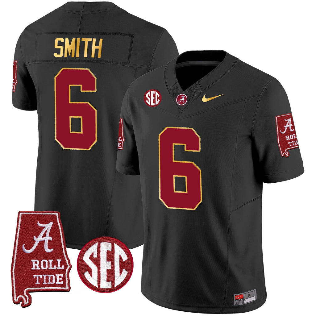 Men's Alabama Crimson Tide Gold Trim Vapor Jersey - Alabama Map - All Stitched - image 26