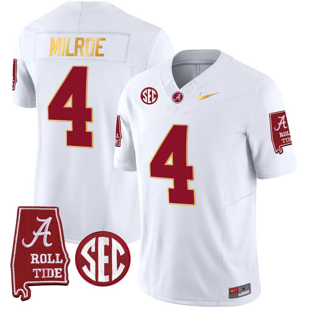 Men's Alabama Crimson Tide Gold Trim Vapor Jersey - Alabama Map - All Stitched - image 29