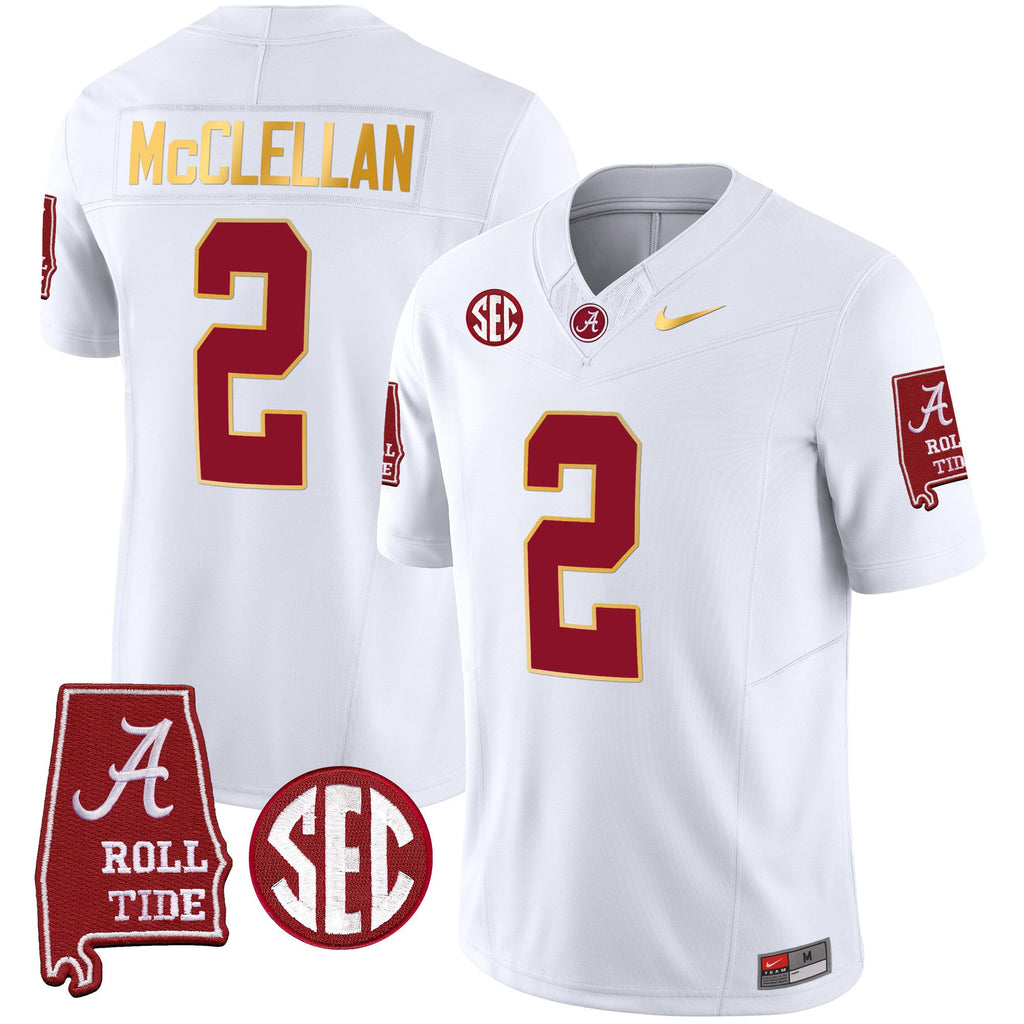 Men's Alabama Crimson Tide Gold Trim Vapor Jersey - Alabama Map - All Stitched - image 30