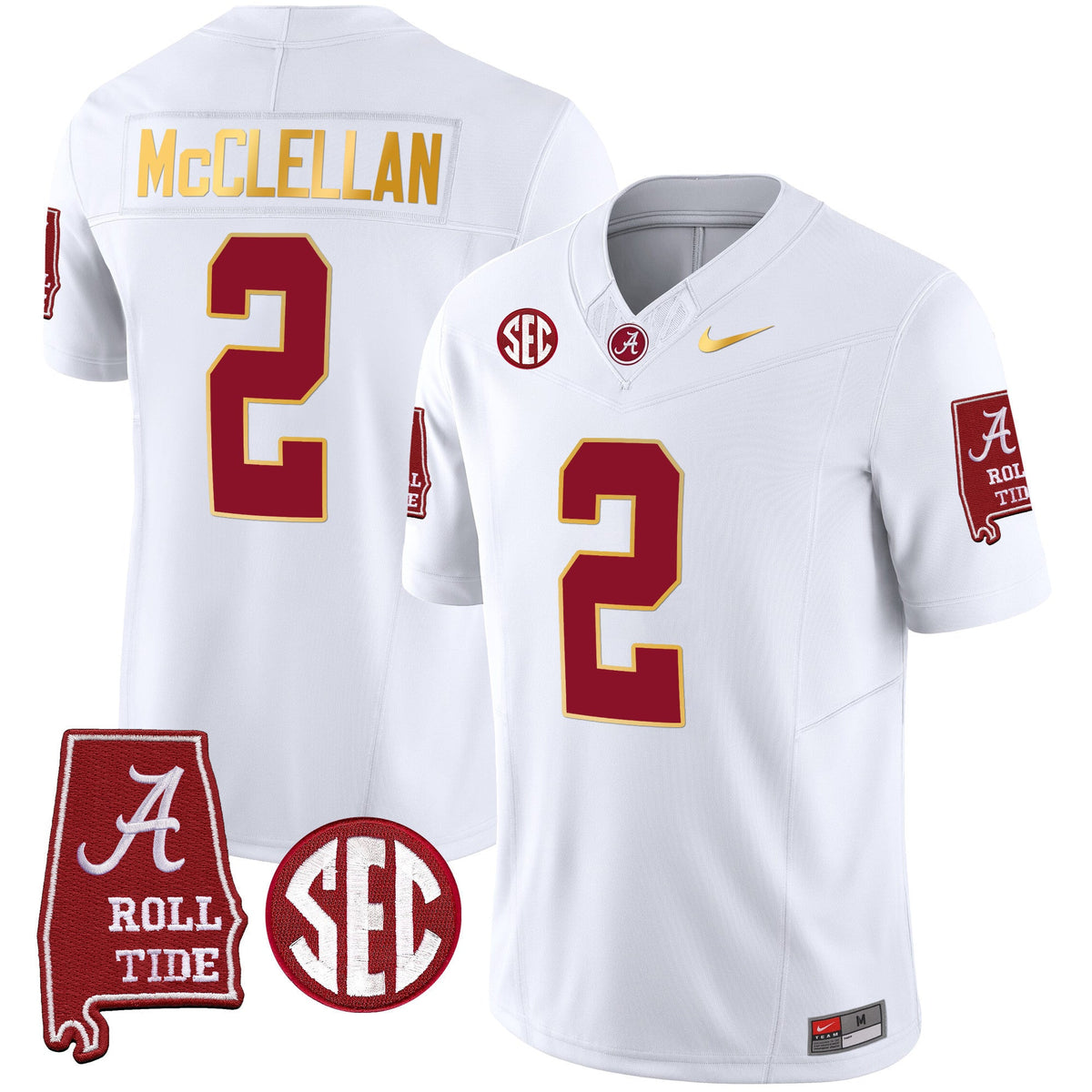 Men's Alabama Crimson Tide Gold Trim Vapor Jersey - Alabama Map - All Stitched - image 30