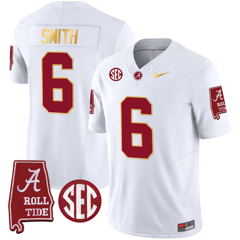 Men's Alabama Crimson Tide Gold Trim Vapor Jersey - Alabama Map - All Stitched - image 33