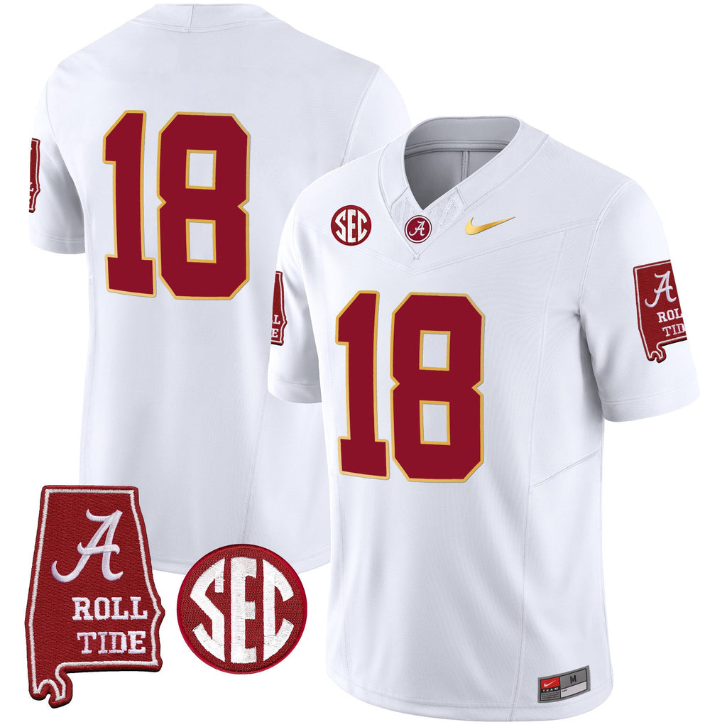 Men's Alabama Crimson Tide Gold Trim Vapor Jersey - Alabama Map - All Stitched - image 34
