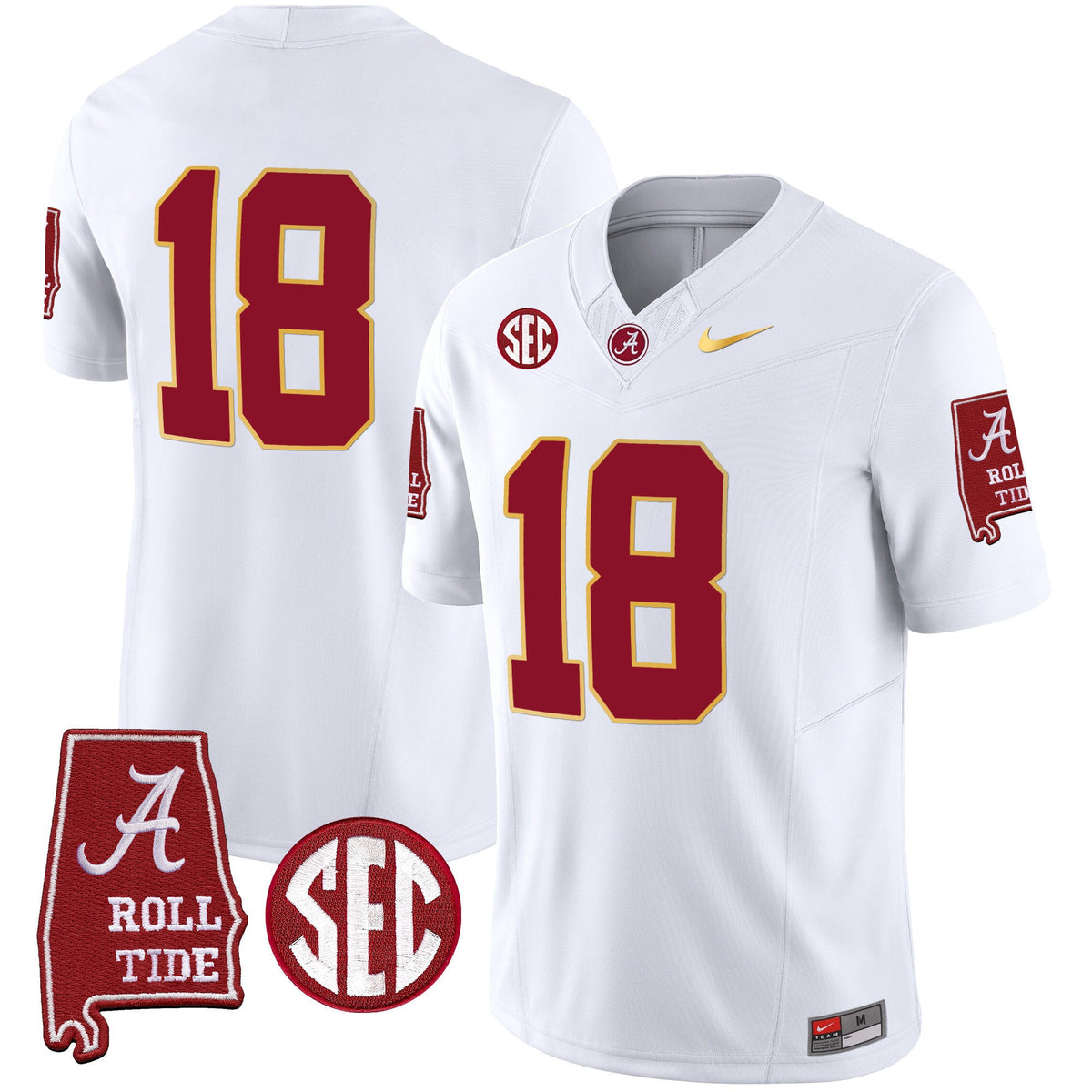 Men's Alabama Crimson Tide Gold Trim Vapor Jersey - Alabama Map - All Stitched - image 34