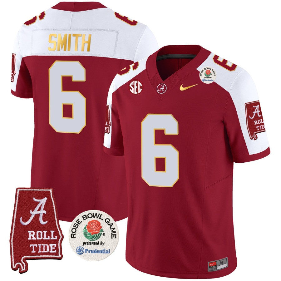 Men's Alabama Crimson Tide Rose Bowl Patch Gold Trim Vapor Limited Jersey - All Stitched - image 8