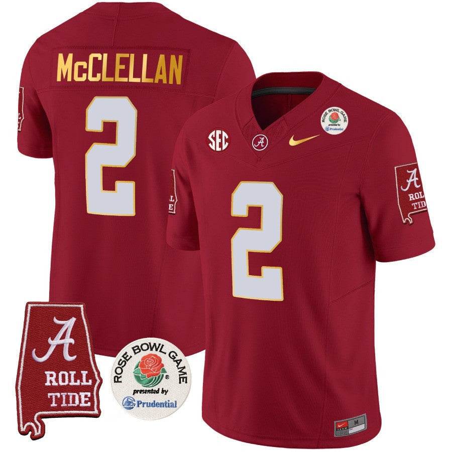 Men's Alabama Crimson Tide Rose Bowl Patch Gold Trim Vapor Limited Jersey - All Stitched - image 10