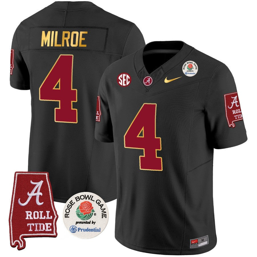 Men's Alabama Crimson Tide Rose Bowl Patch Gold Trim Vapor Limited Jersey - All Stitched - image 13