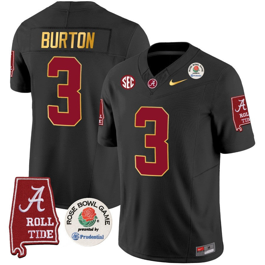 Men's Alabama Crimson Tide Rose Bowl Patch Gold Trim Vapor Limited Jersey - All Stitched - image 14
