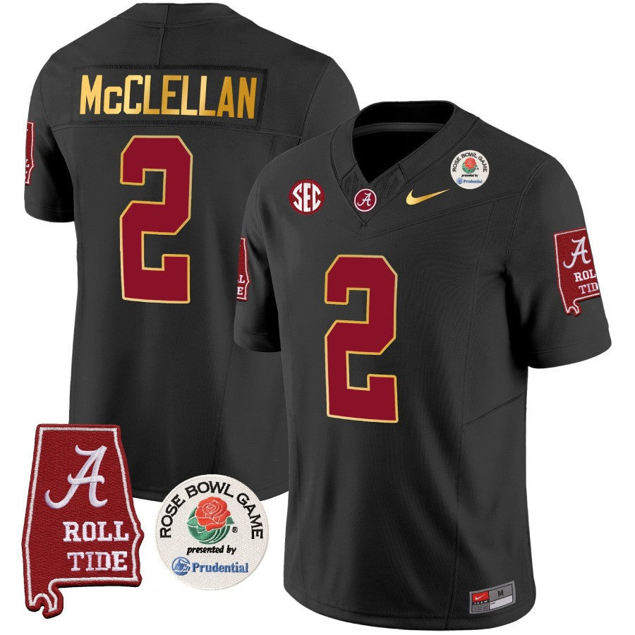Men's Alabama Crimson Tide Rose Bowl Patch Gold Trim Vapor Limited Jersey - All Stitched - image 15