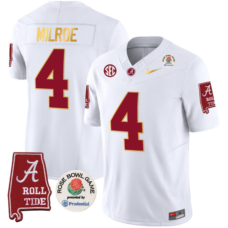 Men's Alabama Crimson Tide Rose Bowl Patch Gold Trim Vapor Limited Jersey - All Stitched - image 17