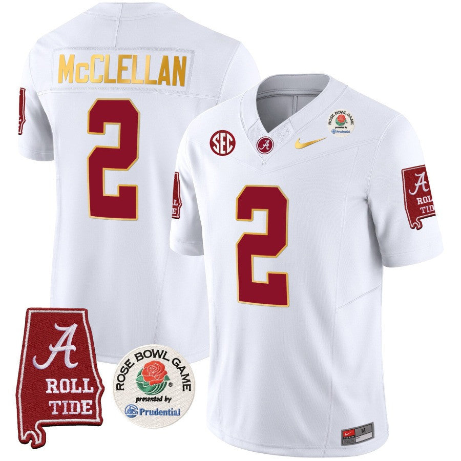 Men's Alabama Crimson Tide Rose Bowl Patch Gold Trim Vapor Limited Jersey - All Stitched - image 18