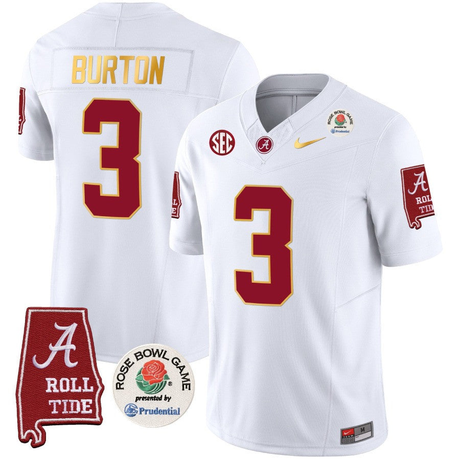 Men's Alabama Crimson Tide Rose Bowl Patch Gold Trim Vapor Limited Jersey - All Stitched - image 19