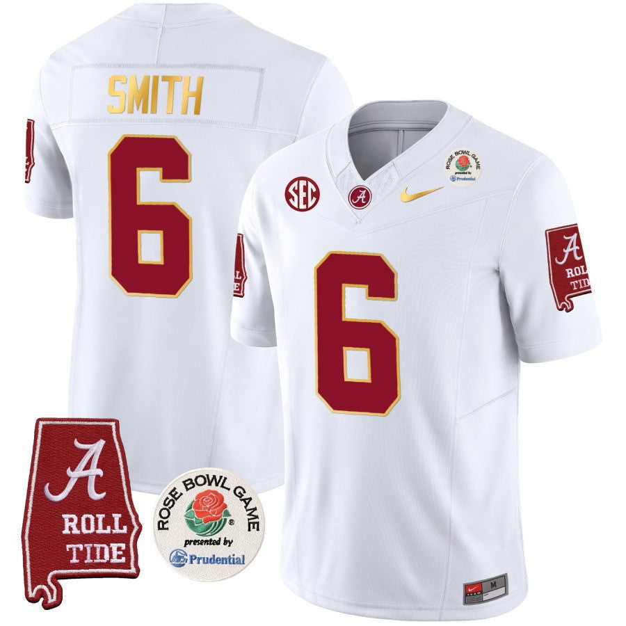 Men's Alabama Crimson Tide Rose Bowl Patch Gold Trim Vapor Limited Jersey - All Stitched - image 20