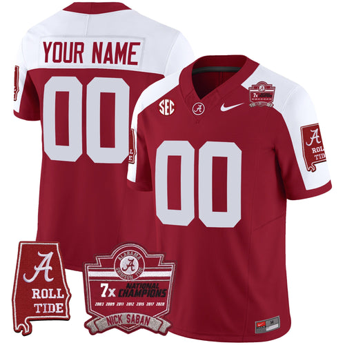 Alabama Crimson Tide Nick Saban 7x Champions Patch Vapor Custom Jersey - All Stitched - image 2