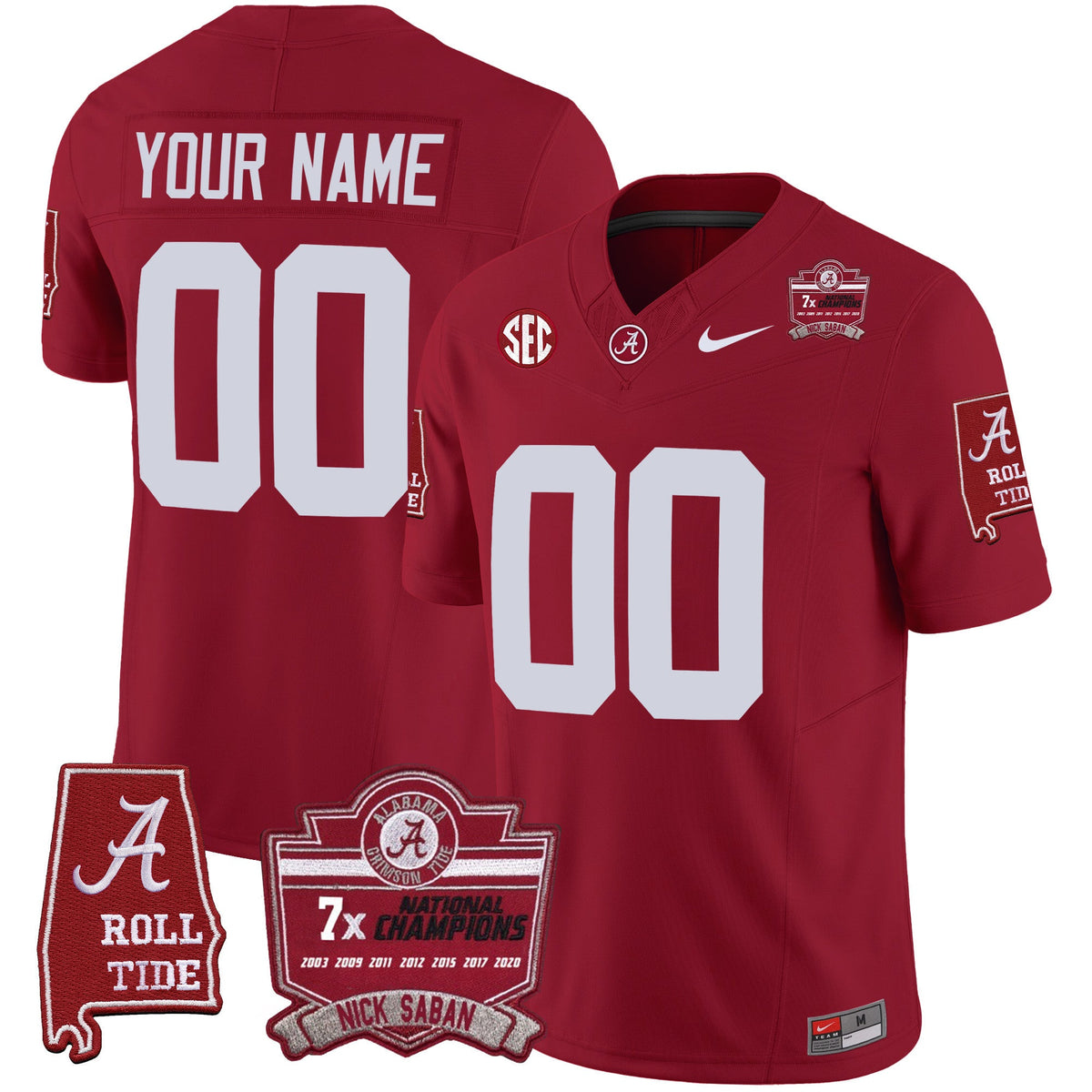 Alabama Crimson Tide Nick Saban 7x Champions Patch Vapor Custom Jersey - All Stitched - image 3