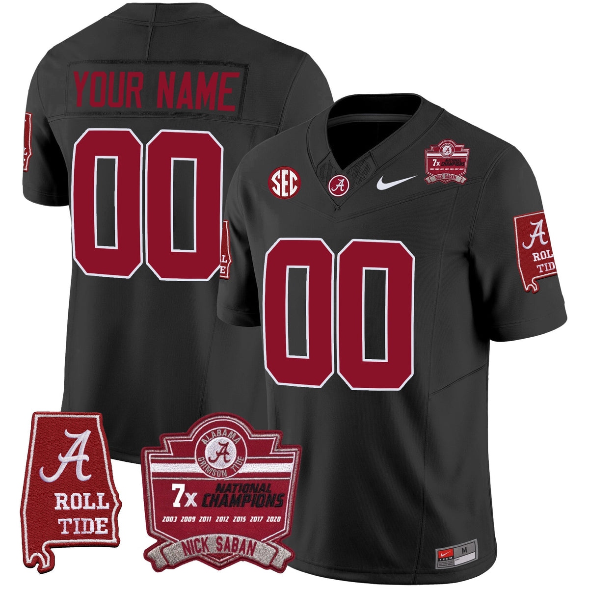 Alabama Crimson Tide Nick Saban 7x Champions Patch Vapor Custom Jersey - All Stitched - image 4
