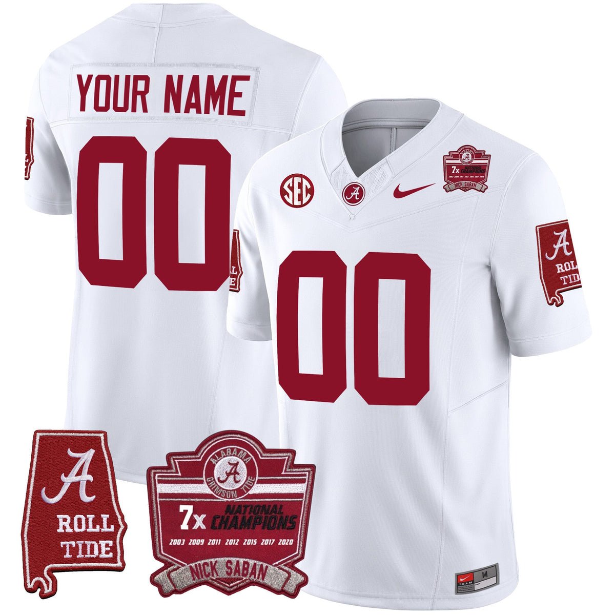 Alabama Crimson Tide Nick Saban 7x Champions Patch Vapor Custom Jersey - All Stitched - image 5