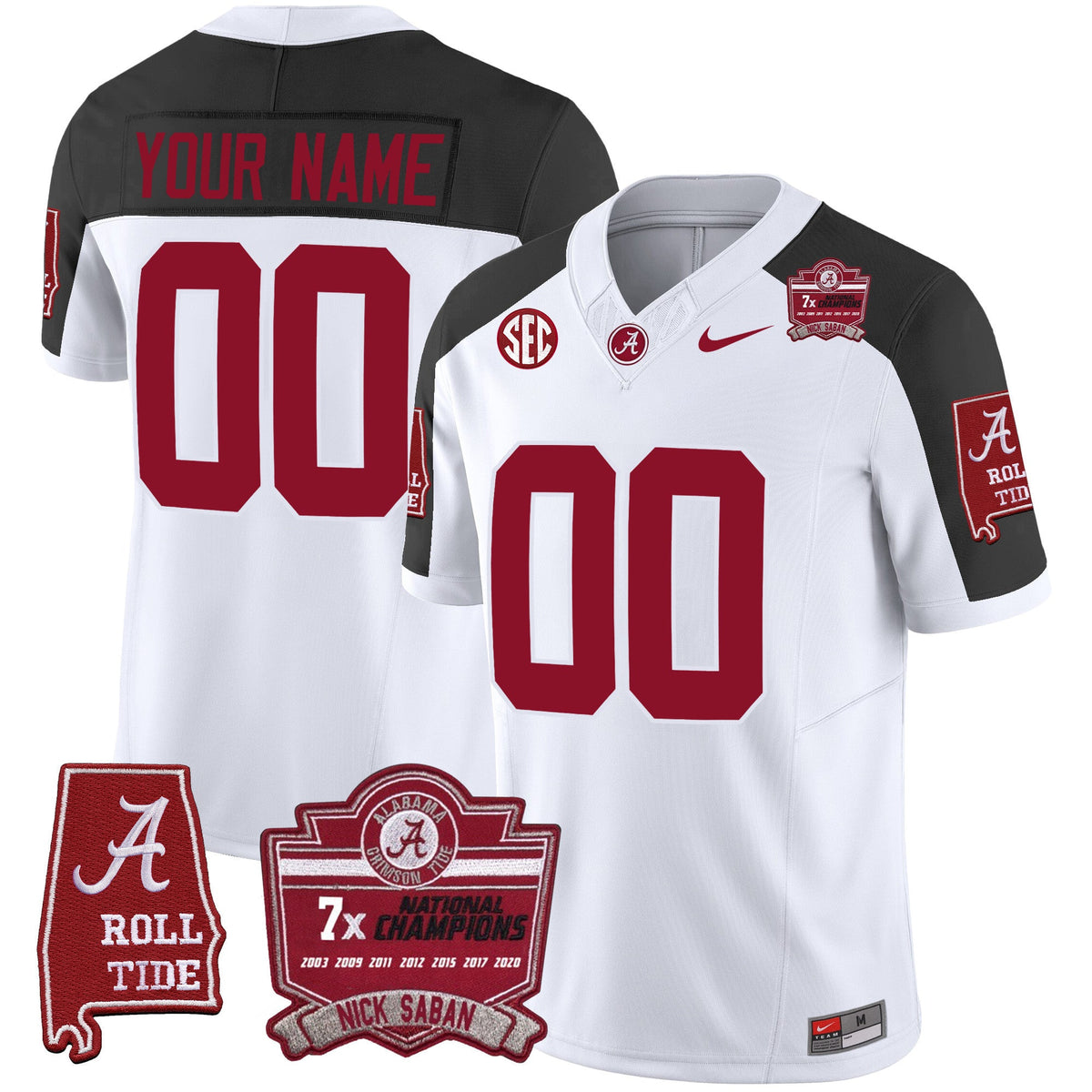Alabama Crimson Tide Nick Saban 7x Champions Patch Vapor Custom Jersey - All Stitched - image 6