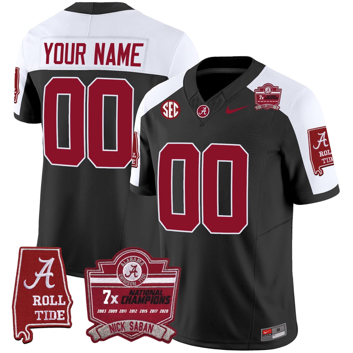 Alabama Crimson Tide Nick Saban 7x Champions Patch Vapor Custom Jersey - All Stitched - image 1