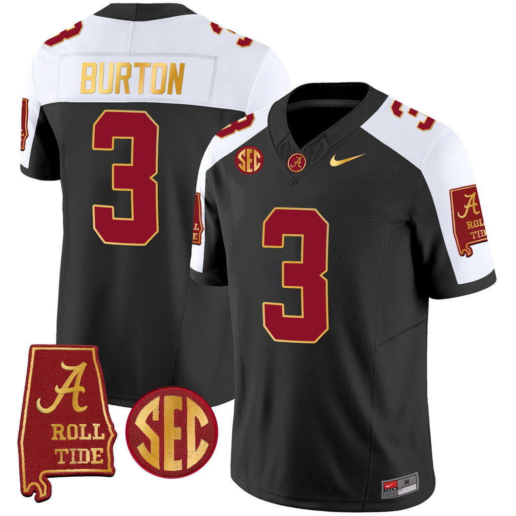 Men's Alabama Crimson Tide Gold Trim Vapor Jersey V2 - Alabama Map - All Stitched - image 3