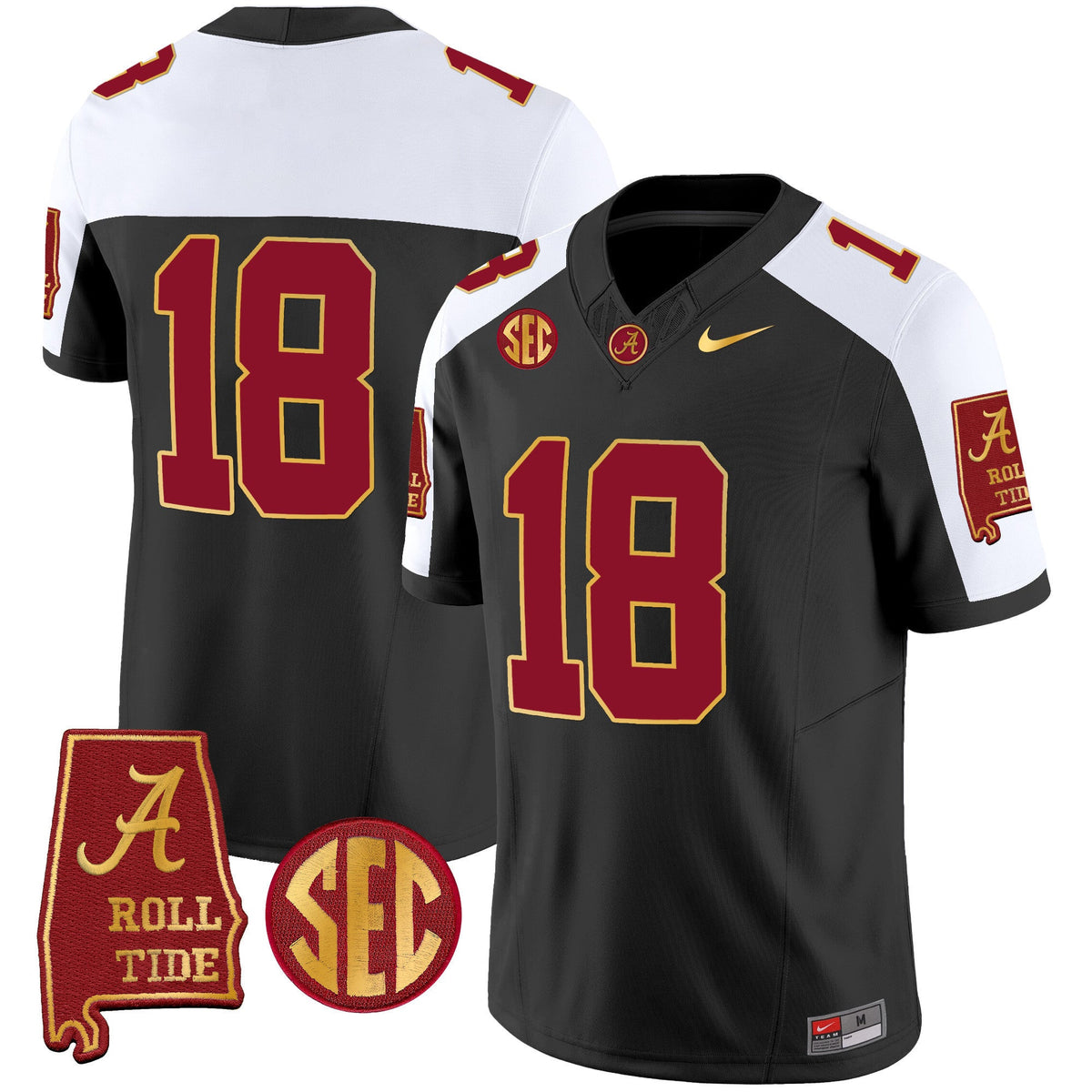 Men's Alabama Crimson Tide Gold Trim Vapor Jersey V2 - Alabama Map - All Stitched - image 6